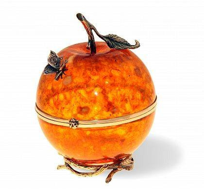 Шкатулка из янтаря "Райское яблоко" HDsv-rbl (Бронза)